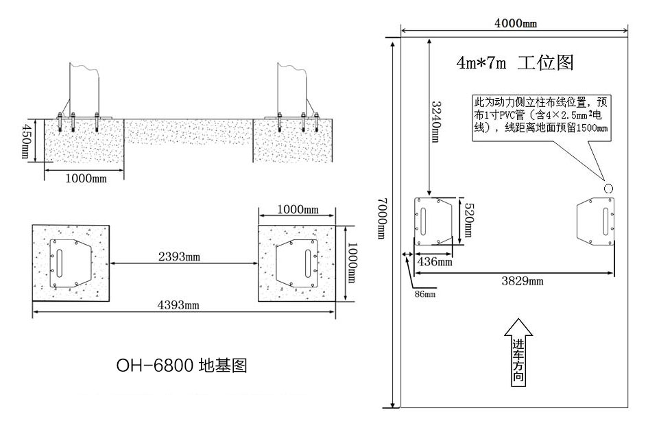 6.8吨龙门双柱地基图(OH-6800)